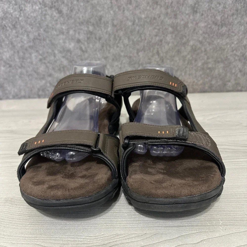 Skechers Louden Sandals Mens 13 Brown Relaxed Fit Memory‎ Foam Strappy